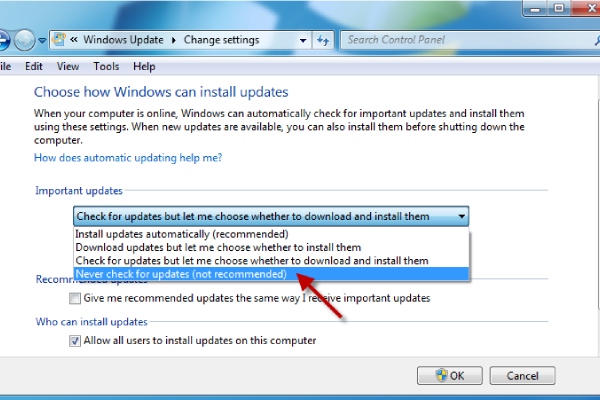 غیر فعال کردن آپدیت ویندوز 7