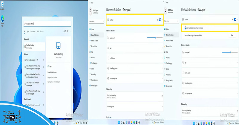تنظیمات تاچ پد در ویندوز