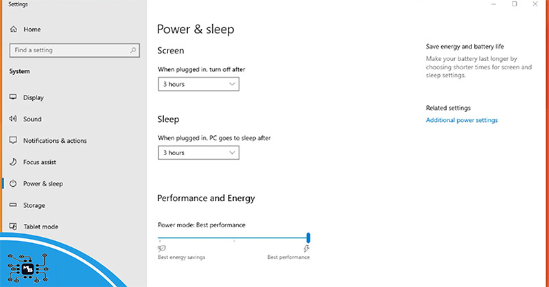 صفحه تنظیمات انرژی در ویندوز 10
